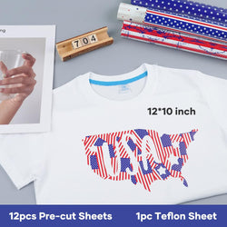 American Flag Heat Transfer Vinyl Bundle 12" x 10" - 13 Pack