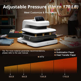 HTVRONT Auto Heat Press 2+Great Valued Bundle(PUFF HTV*8+Glitter HTV*5+Patterned HTV+Sumblimation Paper*30+Sumblimation HTV roll+Transfer paper*6+PTFE Teflon Sheet+Weeding Tools≥145 A＄)
