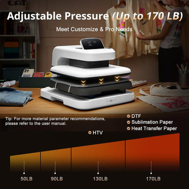 HTVRONT Auto Heat Press 2 - Smart 230V - Standard Kit - Pastel Pink