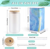 Sublimation Clear Glass/Frosted Blanks with Bamboo Lid - 16oz 8 Pack