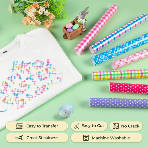 Easter Plaid Heat Transfer Vinyl - 11 Pack Easter Iron on Vinyl for T-Shirts - 12"x10"