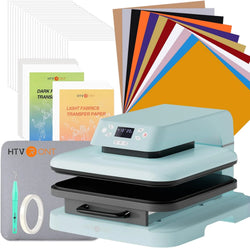 HTVRONT Auto Heat Press Machine for T Shirts 15x15 - Starter Kit - Light Blue