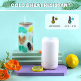 Sublimation Clear Glass/Frosted Blanks with Bamboo Lid - 16oz 8 Pack