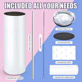 Sublimation Tumbler Blank with Sublimation Paper -  Skinny Straight - 20 OZ（ 4 Pack）