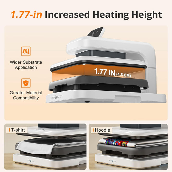 HTVRONT Auto Heat Press 2+Great Valued Bundle(PUFF HTV*8+Glitter HTV*5+Patterned HTV+Sumblimation Paper*30+Sumblimation HTV roll+Transfer paper*6+PTFE Teflon Sheet+Weeding Tools≥145 A＄)