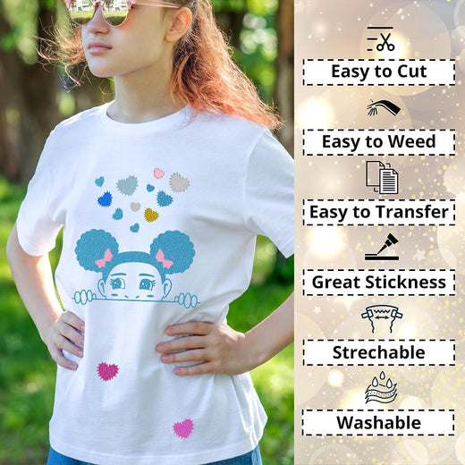 Glitter HTV Heat Transfer Vinyl Sheets - 15 Pack 12" x 10"