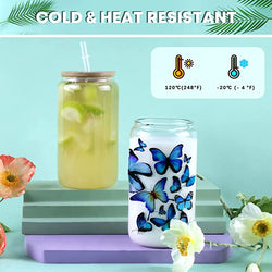 Sublimation Clear Glass Blanks with Bamboo Lid - 16oz 4 Pack