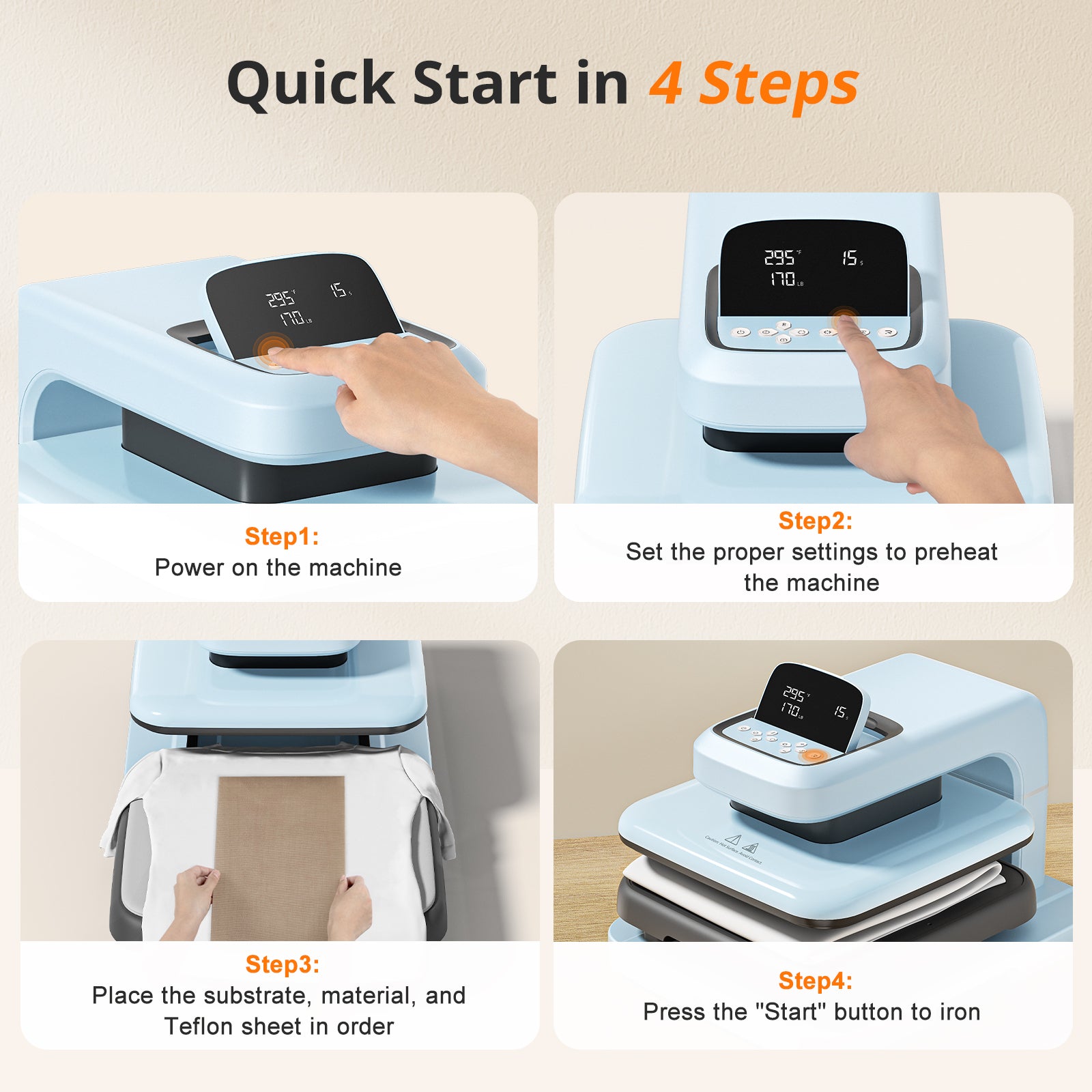 HTVRONT Auto Heat Press 2 - Smart 230V - Standard Kit - Bubble Blue