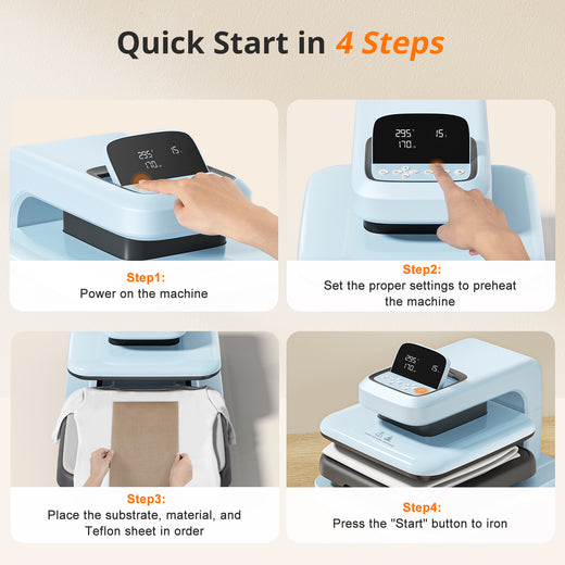 HTVRONT Auto Heat Press 2 - Smart 230V - Standard Kit - Bubble Blue