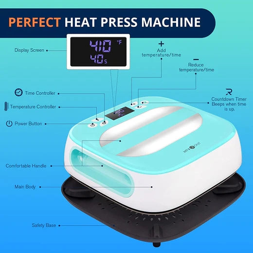 HTVRONT Portable Heat Press Machine - 10"X10",for hat,T-shirt