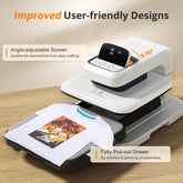 HTVRONT Auto Heat Press 2+Great Valued Bundle(PUFF HTV*8+Glitter HTV*5+Patterned HTV+Sumblimation Paper*30+Sumblimation HTV roll+Transfer paper*6+PTFE Teflon Sheet+Weeding Tools≥145 A＄)