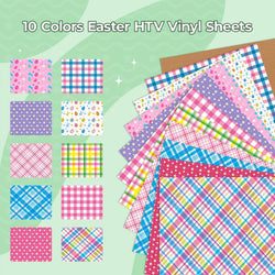Easter Plaid Heat Transfer Vinyl - 11 Pack Easter Iron on Vinyl for T-Shirts - 12"x10"