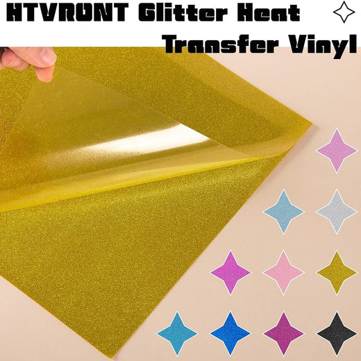 Glitter HTV Heat Transfer Vinyl Sheets - 15 Pack 12" x 10"