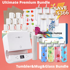 [Premium Bundle] Auto Tumbler Heat Press Machine +Super Valued Premium Box(Sublimation Paper*150 +Sublimation glass/mugs Blank*28+Sticker Paper*20+Tools≥A$370)