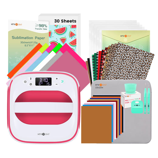 [Premium Bundle]T shirt Heat Press Machine 10" x 10" 230V + Great Value Box (HTV*20+Animal Patterned Leopard HTV*8+Sublimation Paper*150+Sublimation HTV+4pc Weeding Tools+Heat Press Mat≥A$110)