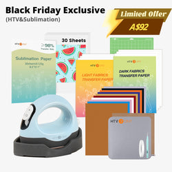 [Early-Bird Exclusive]LOKLiK Mini3 Heat Press+Starter Kit(Multicolor HTV*10+Sumblimation Paper*25+Transfer paper*10+PTFE Teflon Sheet+Heat Press Mat+Weeding Tools≥A＄68)