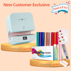 [New Customer Exclusive]Auto Tumbler Heat Press Machine+ Great Value Box (Sublimation Paper*150 +Matallic Adhesive Vinyl*9+Sublimation Sticker Paper*20+Sublimation HTV+Holographic permanent Vinyl ≥A$100)