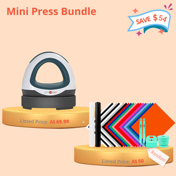 Mini Heat Press Machine + Lucky Bag (Random HTV Vinyls & Tools ≥A$60)