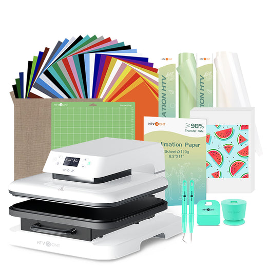 [Halloween Flash Sale] HTVRONT Auto Heat Press Machine 15" x 15" + HTV & Sublimation & Tools Bundle