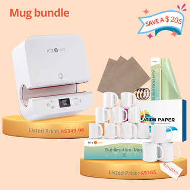 [Mugs bundle]Auto Tumbler Heat Press Machine+ Great Value Box (Sublimation Mugs Blank 11 oz*12+Sublimation Paper*150+ Sublimation HTV vinyl+Tools≥A$165)