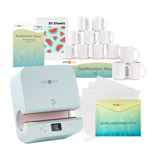 [Christmas Deals]Auto Tumbler Heat Press Machine+Mugs bundle (12pack Sublimation Mugs Blank 11 oz+30pcs Sublimation Paper+ Sublimation HTV*5≥A$107)