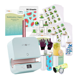 [St. Patrick's Day Deals] Auto Tumbler Heat Press Machine+Super Valued Bundle(30pcs Sublimation Paper+6pack Sublimation Mugs Blank-11oz+4Pack Glass 16oz+4Pack Tumbler Blank- 20oz+Sticker Paper*20+Mirror Metallic Adhesive Roll+Gloves≥A$228)