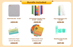 [BF Deals]LOKLiK Auto2 Heat Press+HTV & Sublimation Essential Bundle(36 sheets HTV+150 sheets Sublimation Paper A4+Sublimation HTV Roll+PUFF HTV*8+Tools Bundle)