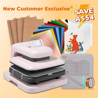 [New Customer Exclusive]LOKLiK Auto Heat Press 2- 15“x15”+55 Pack Heat Press Accessories(HTV*15+Sumblimation Paper*20+Sumblimation HTV*20+T shirt Ruler+Heat Press Mat+Teflon Sheet+Heat Tape+Weeding Hook)