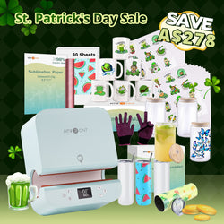 [St. Patrick's Day Deals] Auto Tumbler Heat Press Machine+Super Valued Bundle(30pcs Sublimation Paper+6pack Sublimation Mugs Blank-11oz+4Pack Glass 16oz+4Pack Tumbler Blank- 20oz+Sticker Paper*20+Mirror Metallic Adhesive Roll+Gloves≥A$228)