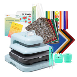 [Christmas Deals]LOKLiK Auto2 Heat Press+Christmas Bundle(PUFF HTV*8+Glitter HTV*5+Christmas HTV*13+Sumblimation Paper*30+Sumblimation HTV roll+Transfer paper*6+PTFE Teflon Sheet+T shirt Rules+Weeding Tools≥145 A＄)