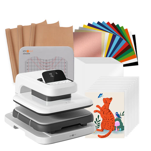 HTVRONT Auto Heat Press 2 - Smart 230V - Starter Kit - Daisy White