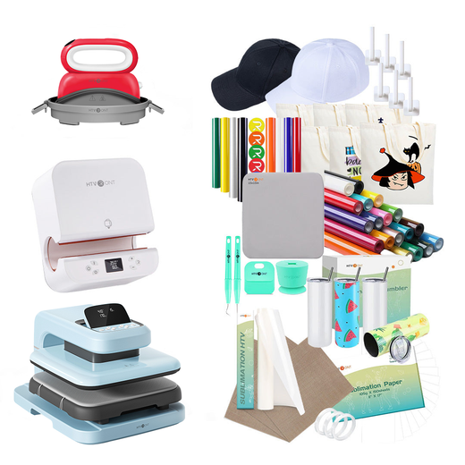 [All-In-One]HTVRONT Auto Heat Press 2+Tumbler Heat Press+Hat Heat Press+Materials