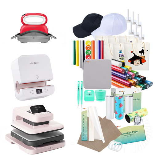[All-In-One]HTVRONT Auto Heat Press 2+Tumbler Heat Press+Hat Heat Press+Materials
