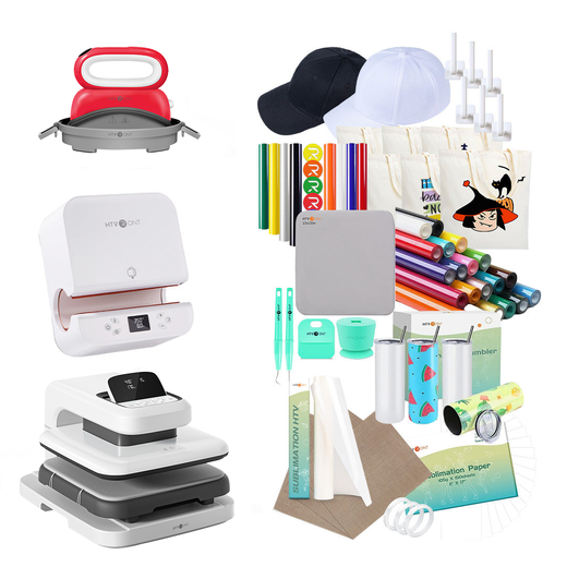 [All-In-One]HTVRONT Auto Heat Press 2+Tumbler Heat Press+Hat Heat Press+Materials