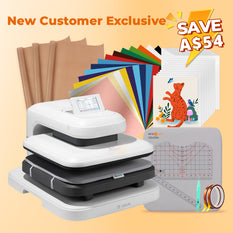 [New Customer Exclusive]LOKLiK Auto Heat Press 2- 15“x15”+55 Pack Heat Press Accessories(HTV*15+Sumblimation Paper*20+Sumblimation HTV*20+T shirt Ruler+Heat Press Mat+Teflon Sheet+Heat Tape+Weeding Hook)