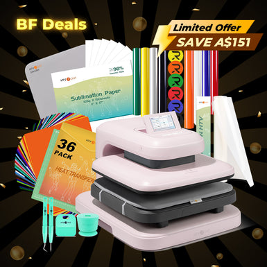 [BF Deals]LOKLiK Auto2 Heat Press+HTV & Sublimation Essential Bundle(36 sheets HTV+150 sheets Sublimation Paper A4+Sublimation HTV Roll+PUFF HTV*8+Tools Bundle)