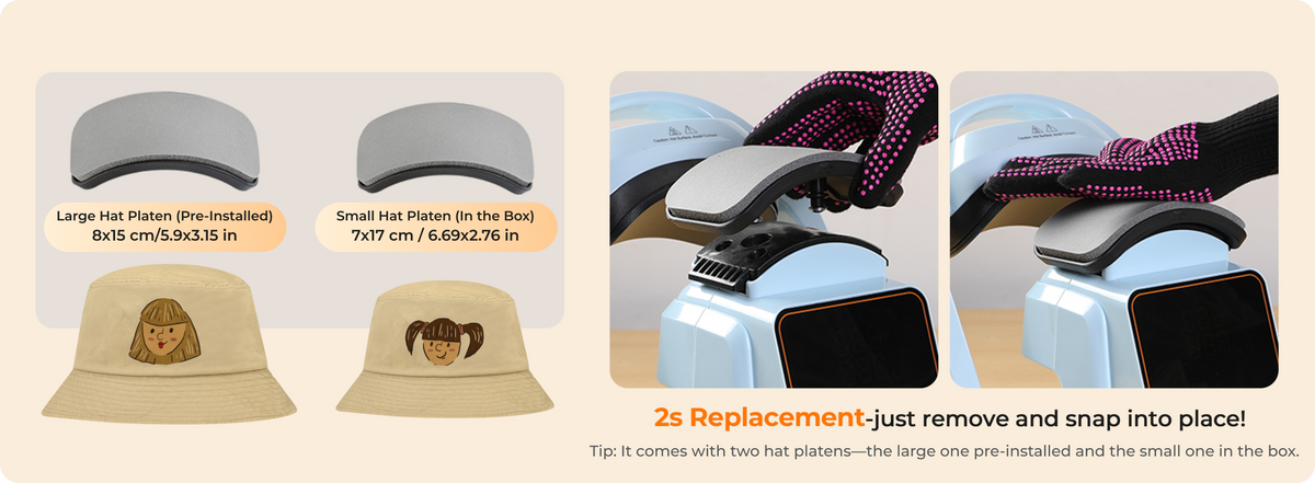 2 Hat Platens for Adult and Children's Hats