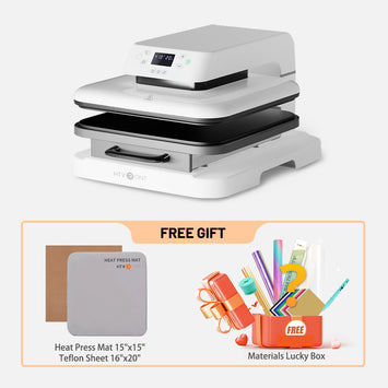 HTVRONT Auto Heat Press Machine 15" x 15"  230V - (2 Colors) & Giveaways