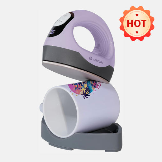 LOKLiK Mini3 Heat Press Machine 220-240V - Customized Temp & Time, Larger Flat Curved Plate(3 colors)Small Heat Press Machine for T-Shirts, Hats, Mugs,Bags,Hats with Digital Display, Memory Function, and Insulated Base.