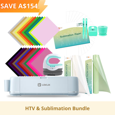 [HTV & Sublimation Bundle] LOKLiK iCraft™ Cutting Machine + HTV & Sublimation Bundle (mini heat press, 36 sheets HTV, 150 sheets sublimation paper, 2 rolls sublimation htv, weeding tools)