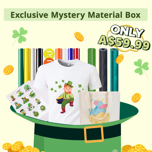 [St. Patrick's Day]  Exclusive Mystery Material Box - Heat Press Blanks & Heat Transfer Vinyl & Adhesive Vinyl Bundle