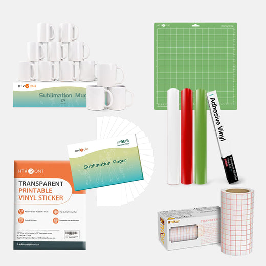 [Christmas Mug DIY Kit] 12 Pack Mugs + Basic Basic Sublimation &  Permanent Vinyl Bundle