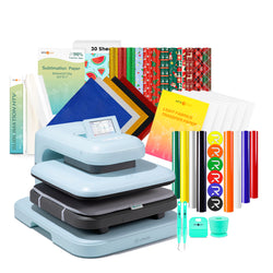 [Valentine's Day Deals]LOKLiK Auto2 Heat Press+Great Valued Bundle(PUFF HTV*8+Glitter HTV*5+Christmas HTV*13+Sumblimation Paper*30+Sumblimation HTV roll+Transfer paper*6+PTFE Teflon Sheet+Weeding Tools≥145 A＄)