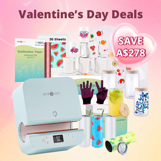 [Valentine's Day Offer] Auto Tumbler Heat Press Machine+Super Valued Bundle(30pcs Sublimation Paper+6pack Sublimation Mugs Blank-11oz+4Pack Glass 16oz+4Pack Tumbler Blank- 20oz+Sticker Paper*20+Mirror Metallic Adhesive Roll+Gloves≥A$228)