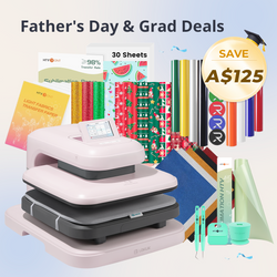 [Father's Day Deal] LOKLiK Auto Heat Press 2+Great Valued Bundle(PUFF HTV*8+Glitter HTV*5+Patterned HTV+Sumblimation Paper*30+Sumblimation HTV roll+Transfer paper*6+PTFE Teflon Sheet+Weeding Tools≥145 A＄)