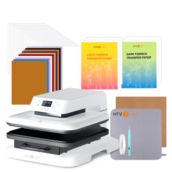 [Valentine's Day Deals] Auto Heat Press Machine 15" x 15" 110V + Starter Kit (Include Vinyl&Sublimation Bundle, Tools&Heat Press Mat)