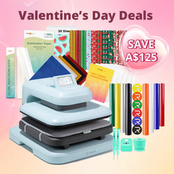 [Valentine's Day Deals]LOKLiK Auto2 Heat Press+Great Valued Bundle(PUFF HTV*8+Glitter HTV*5+Christmas HTV*13+Sumblimation Paper*30+Sumblimation HTV roll+Transfer paper*6+PTFE Teflon Sheet+Weeding Tools≥145 A＄)