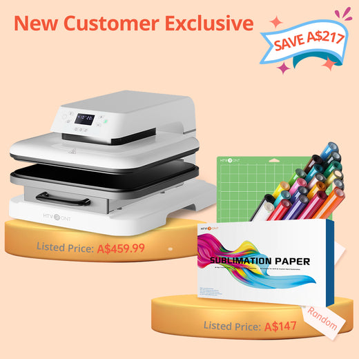 [New Customer Exclusive] Auto Heat Press Machine 15" x 15"  230V + 20 Rolls HTV 12"x3ft With Weeding Tool + 150 sheets Sublimation Paper 8.5"x11" + Cutting Mat