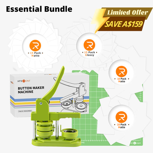 [Essential Bundle] Button Maker Machine 58mm+(110pcs Button Supplies+50 Sheets Printable Vinyl Sticker Paper Waterproof+Tools≥A＄49)
