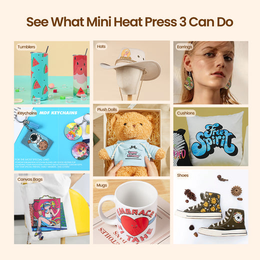 LOKLiK Mini3 Heat Press Machine 120V - One is Enough! 2-in-1 Heat Plate, Intuitive Display Screen(3 colors)Small Heat Press Portable Iron Press Machine for DIY HTV Vinyl T-Shirt/Hat/Bag/Shoe/Mug/Glass/Keychain/Doll